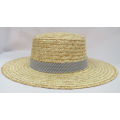 Chapeau de paille Fille Fedora avec bande de ruban décorée (SW-080015)